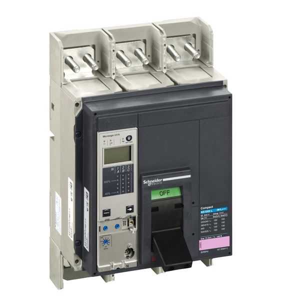 circuit breaker ComPact NS1000L, 150 kA at 415 VAC, Micrologic 2.0 A trip unit, 1000 A, fixed,3 poles 3d image 2
