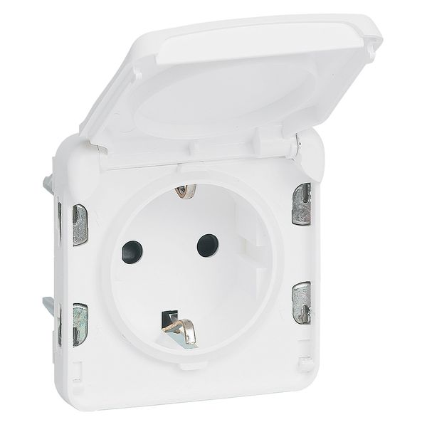 Socket outlet Plexo IP 55 antibacterial - German std - 2P+E-modular-Artic white image 2