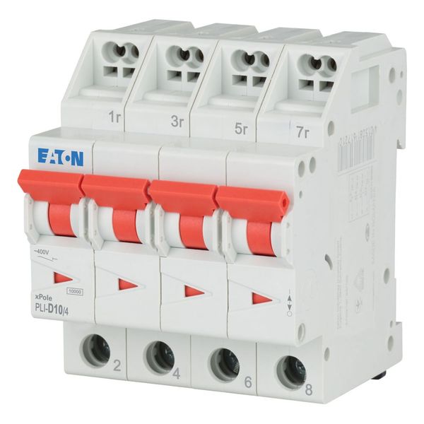 Miniature circuit breaker (MCB) with plug-in terminal, 10 A, 4p, characteristic: D image 1