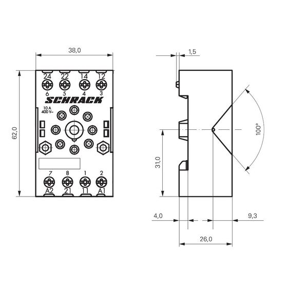 8-pole socket with screw connection for 2-pole MT-relays image 3