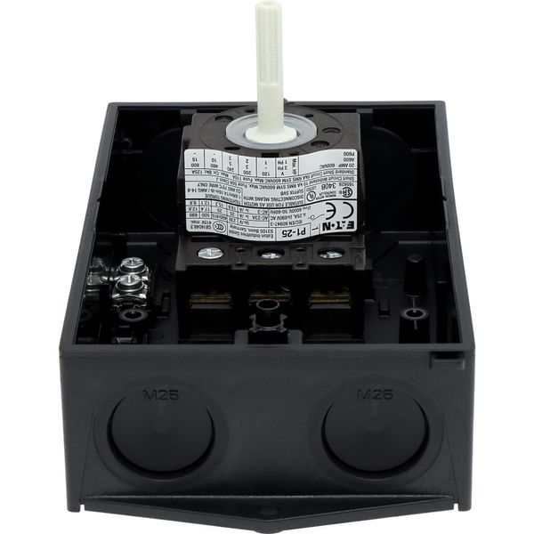 Main switch, P1, 25 A, surface mounting, 3 pole, STOP function, With black rotary handle and locking ring, Lockable in the 0 (Off) position image 17