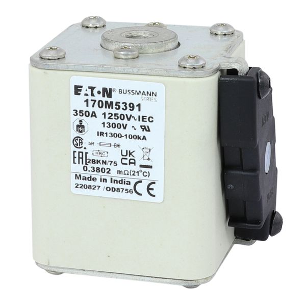 Fuse-link, high speed, 350 A, AC 1250 V, size 2, 61 x 75 x 77 mm, aR, IEC, UL, single indicator image 13