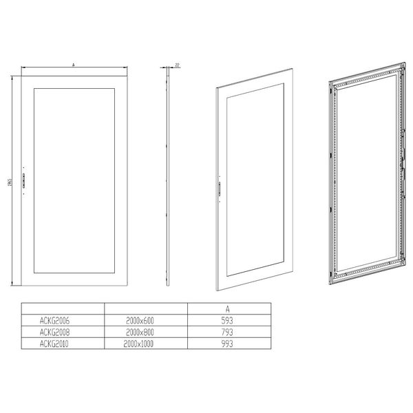 Glazed door for 1 door enclosure H=2000 W=800 mm image 3