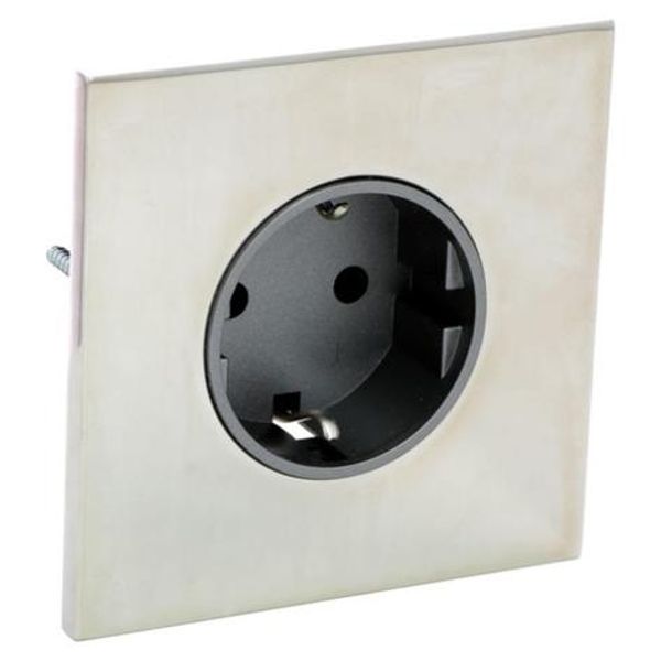 Art d'Arnould univers Epure single standard Schuko power socket 2P+E 16A 250V - Mirror Steel image 1