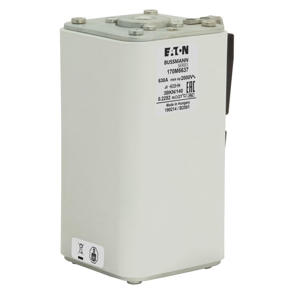 Fuse-link, high speed, 630 A, AC 2000 V, size 3, 74 x 96 x 143 mm, aR, IEC, single indicator image 18