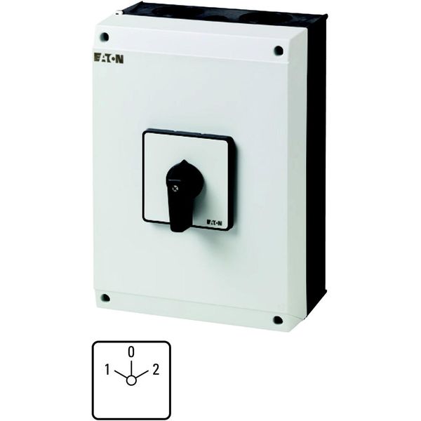 Reversing switches, T5, 100 A, surface mounting, 3 contact unit(s), Contacts: 5, 60 °, maintained, With 0 (Off) position, 1-0-2, Design number 8401 image 2