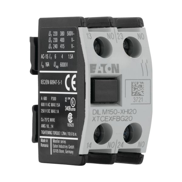 Auxiliary contact module, 2 pole, Ith= 16 A, 2 N/O, Front fixing, Screw terminals, DILM40 - DILM170 image 12