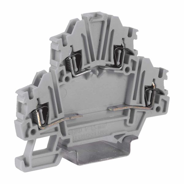 Sping-clamp terminal block 1.5mm2, 2-levels, component-holder, grey color image 1