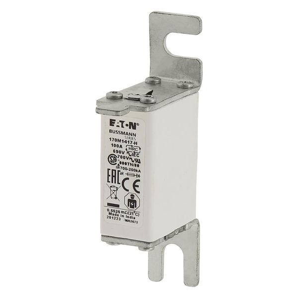 Fuse-link, high speed, 100 A, AC 690 V, size 000, 21 x 40 x 100 mm, aR, DIN, IEC, single indicator image 7