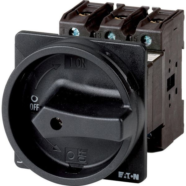 Main switch, P3, 100 A, rear mounting, 3 pole, 1 N/O, 1 N/C, STOP function, With black rotary handle and locking ring, Lockable in the 0 (Off) positio image 2