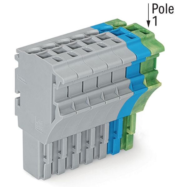 1-conductor female connector Push-in CAGE CLAMP® 4 mm² gray/blue/green image 2