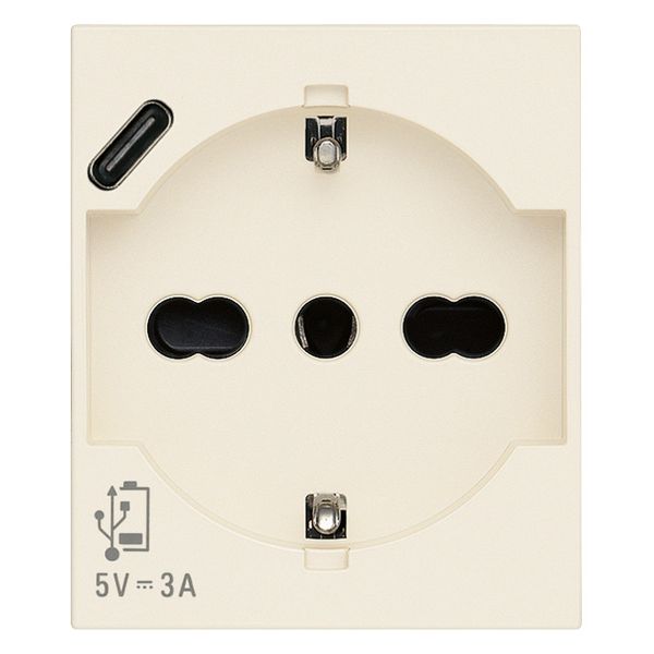 2P+E 16A Universal+USB-C outlet canvas image 1