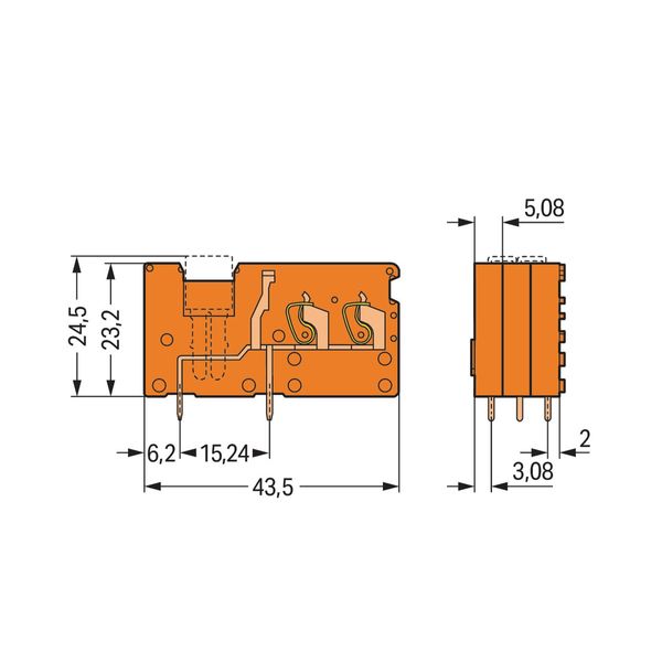 Stackable 2-conductor PCB terminal block with commoning option 2.5 mm² image 3