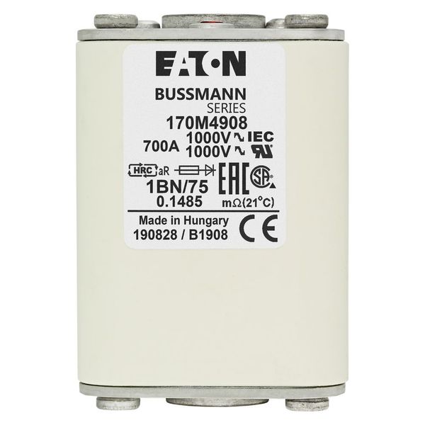 Fuse-link, high speed, 700 A, AC 1000 V, size 1, 53 x 53 x 75 mm, aR, IEC, single indicator image 17