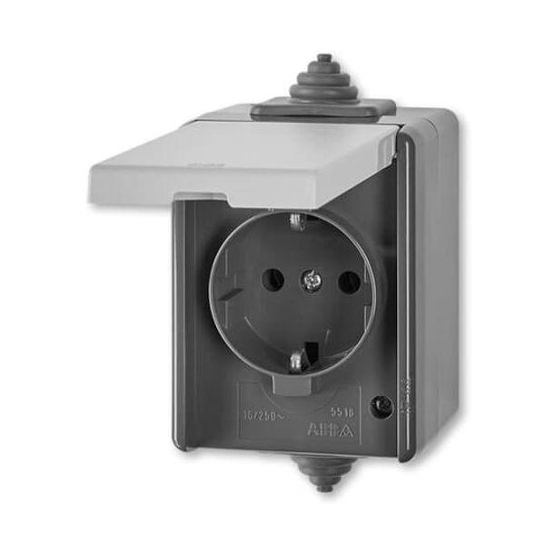 5518-3969 S Socket outlet with earthing contacts, with hinged lid, for multiple mounting image 2