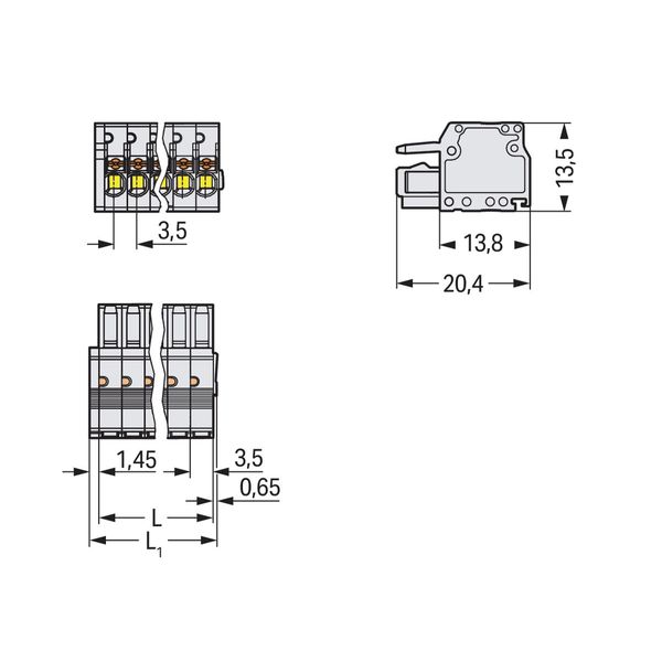 1-conductor female connector push-button Push-in CAGE CLAMP® light gra image 3