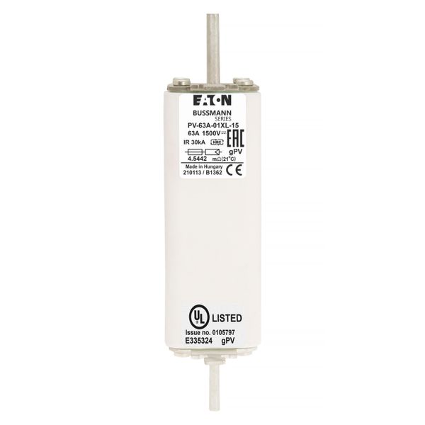 Fuse-link, high speed, 63 A, DC 1500 V, 01XL, 43 x 193 mm, gPV, IEC, UL, with indicator image 10