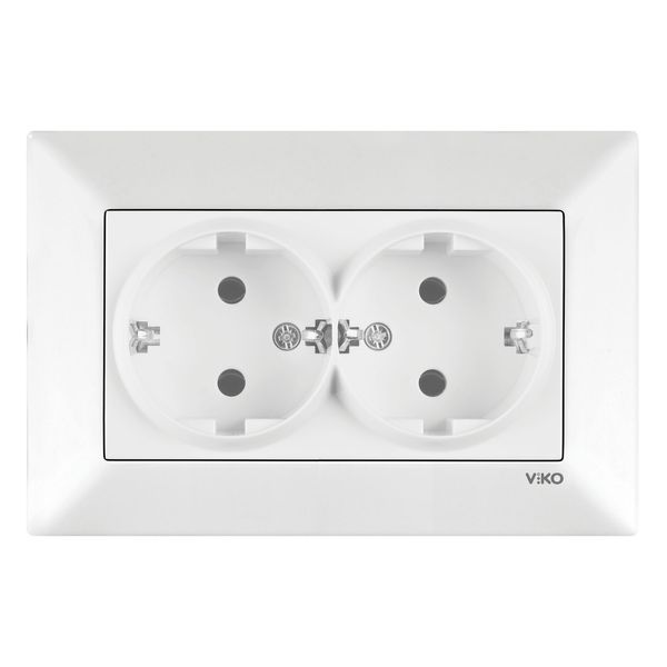 Meridian White Two Gang Earthed Socket image 1