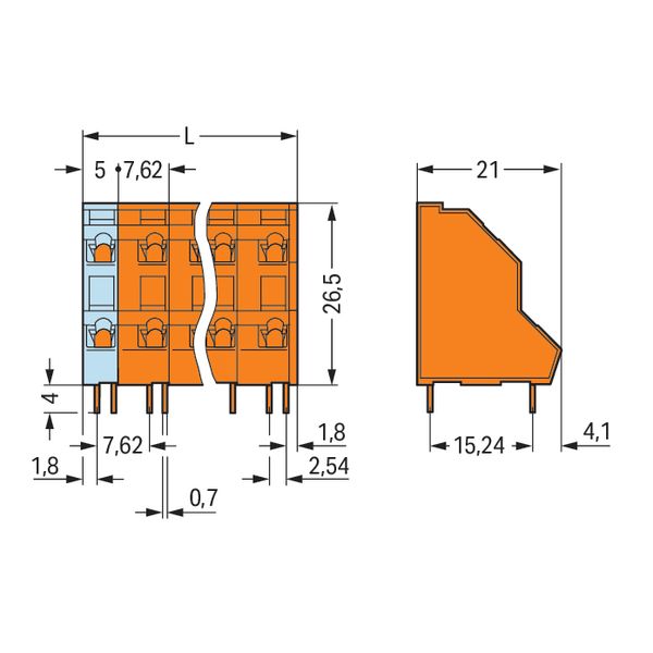 Double-deck PCB terminal block 2.5 mm² Pin spacing 7.62 mm orange image 7