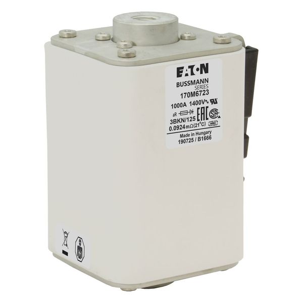 Fuse-link, high speed, 1000 A, AC 1400 V, size 3, 76 x 92 x 125 mm, aR, IEC, single indicator image 7