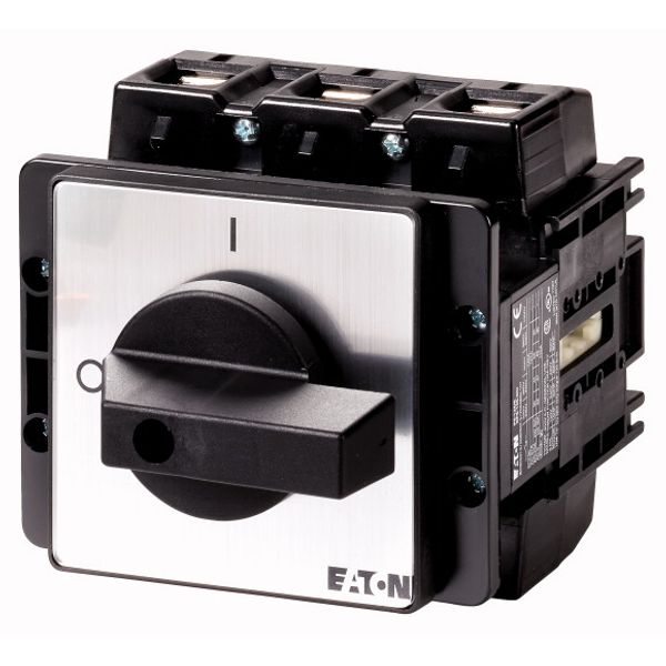 On-Off switch, P5, 250 A, flush mounting, 3 pole, with black thumb grip and front plate image 1
