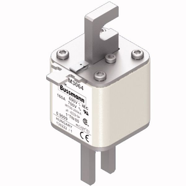 Fuse-link, high speed, 160 A, AC 690 V, compact DIN 1, 45 x 58 x 104 mm, aR, DIN, IEC, single indicator image 2