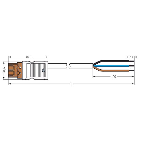 pre-assembled connecting cable;Eca;Plug/open-ended;black/brown image 2