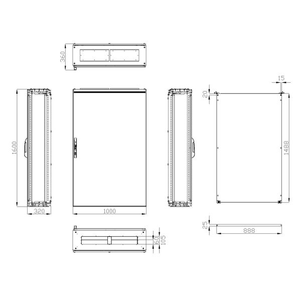 Compact enclosure 1 door IP65 H=1600 W=1000 D=300 mm image 3