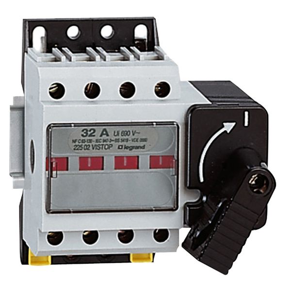 Isolating switch Vistop - 32 A - 4P - front handle, black - 5 modules image 1