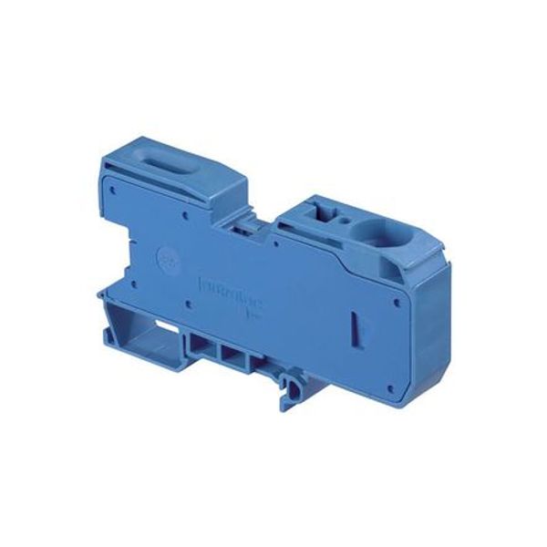 DIN RAIL TERMINAL BLOCK, NEUTRAL DISCONNECT, BLUE, D35/16,NT,L, SPRING TERMINAL, 16X105X50.5MM, 125A, 400V image 1