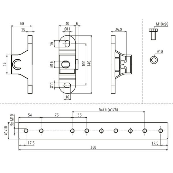 Equipotential bonding bar for Ex areas of zone 1/21, 2/22 for 7x cable image 2