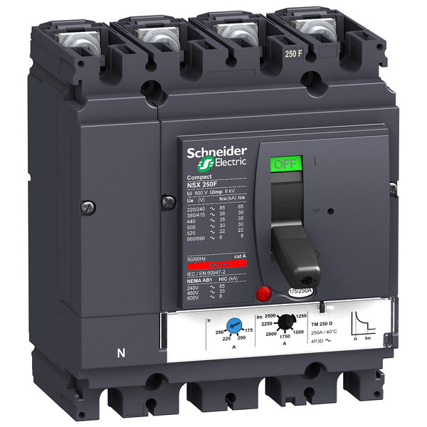 circuit breaker ComPact NSX250F, 36 kA at 415 VAC, TMD trip unit 200 A, 4 poles 3d image 4