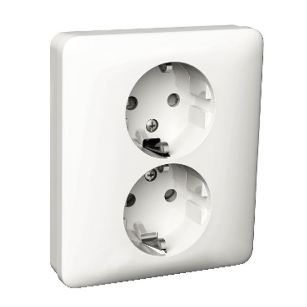 Exxact double socket-outlet earthed screwless white image 2