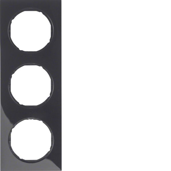 Frame 3gang, R.3, black glossy image 1
