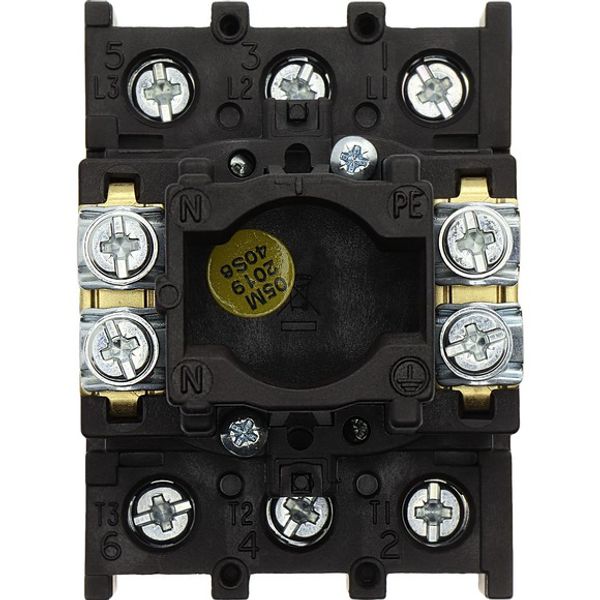 Main switch, P1, 32 A, flush mounting, 3 pole, Emergency switching off function, With red rotary handle and yellow locking ring, Lockable in the 0 (Of image 2