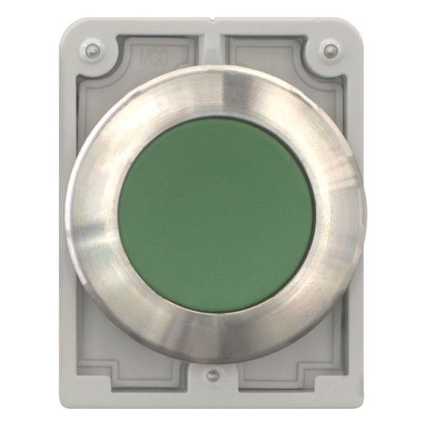 Pushbutton, RMQ-Titan, flat, momentary, green, blank, Front ring stainless steel image 4