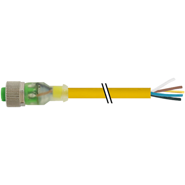 M12 female 0° with cable 3LED PVC 5x0.34 ye UL/CSA 3m image 1