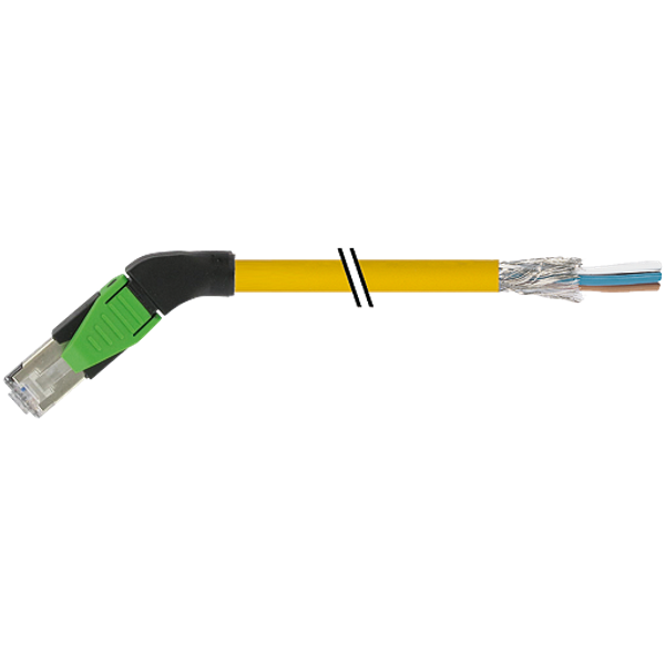 RJ45 male 45° left with cable PUR 1x4xAWG22 shielded ye+drag-ch 1.5m image 1