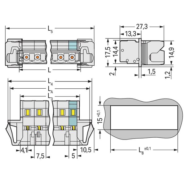 1-conductor male connector CAGE CLAMP® 2.5 mm² light gray image 4