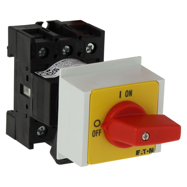 On-Off switch, P1, 40 A, service distribution board mounting, 3 pole, Emergency switching off function, with red thumb grip and yellow front plate image 10