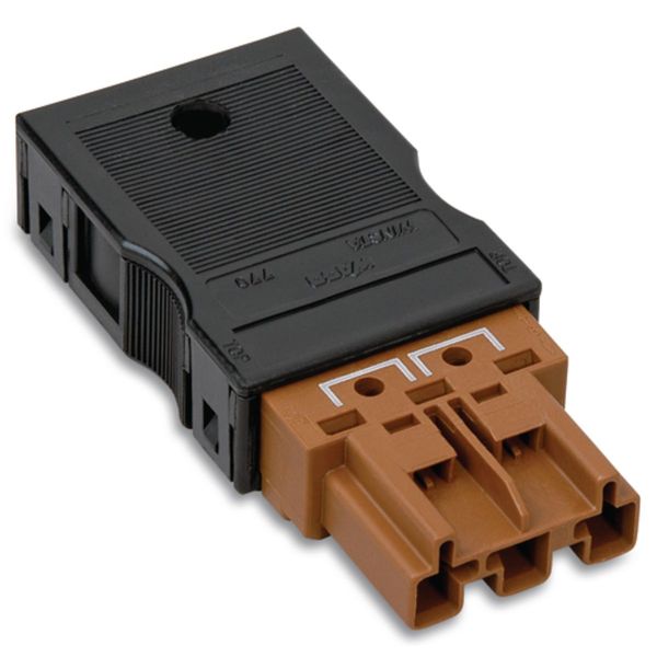 Shorting plug with assembled strain relief housing 3-pole brown image 1