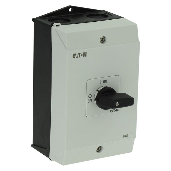 On-Off switch, P1, 40 A, surface mounting, 3 pole, 1 N/O, 1 N/C, with black thumb grip and front plate image 9