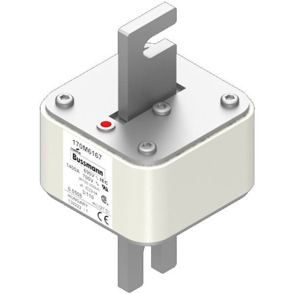 Fuse-link, high speed, 1400 A, AC 690 V, DIN 3, 76 x 90 x 139 mm, aR, DIN, IEC, single indicator image 2