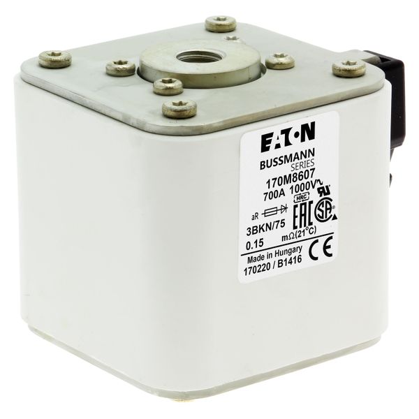 Fuse-link, high speed, 700 A, AC 1000 V, size 3, 74 x 92 x 76 mm, aR, IEC, UL, single indicator image 20