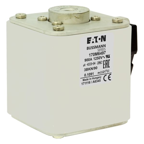 Fuse-link, high speed, 900 A, AC 1250 V, size 3, 76 x 92 x 91 mm, aR, IEC, UL, single indicator image 21