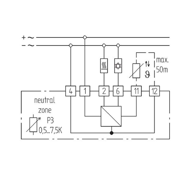 Climate controller AC 24V, 5-30C, 0...10VDC for H/K, load max. 3 mA image 4