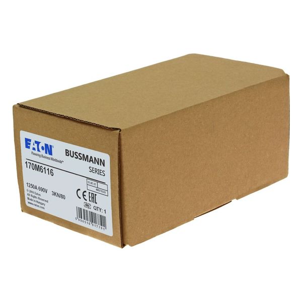 Fuse-link, high speed, 1250 A, AC 690 V, DIN 3, 76 x 92 x 109 mm, aR, DIN, IEC, single indicator image 11