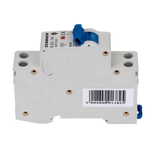 Miniature Circuit Breaker (MCB) AMPARO 6kA, B 20A, 1+N, 1MW image 7