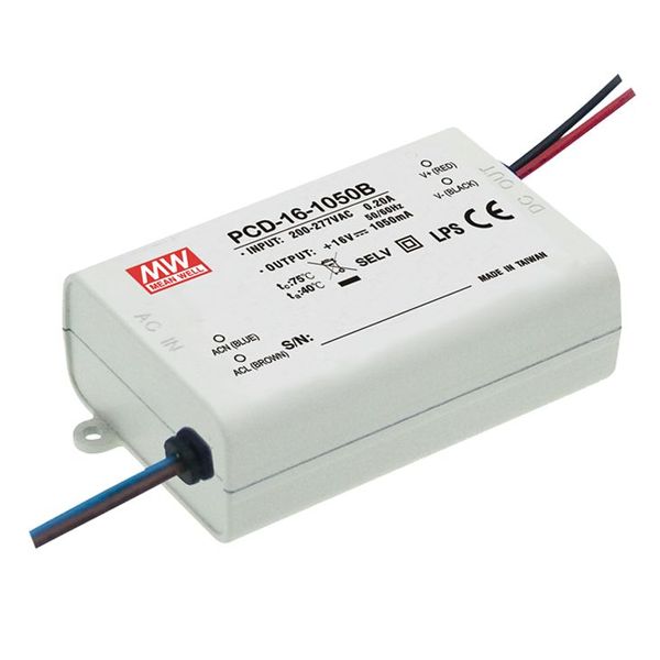 PCD-16-700B Led driver, Class2 16W, 16-24V, 700mA CC dimmable, MEAN WELL image 1