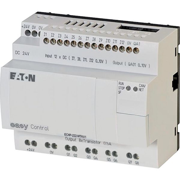 Compact PLC, 24 V DC, 12DI(of 4AI), 8DO(T), 1AO, ethernet, CAN image 3